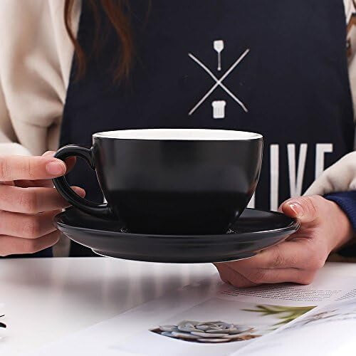 Κύπελλο και πιατάκι Latte Art από λεπτή πορσελάνη για Latte & Cappuccino, Mate για καφετέρια και 1