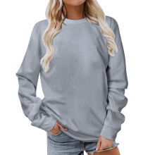 Lulshou Damtröja med rund hals och långärmad design, enfärgad pullover-tunika (grå, XL)
