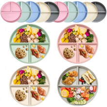LATERN 10Pcs Divided Dinner Plates, 9 Inch Unbreakable Plastic Diet Plates Portion Control Divided Plates Reusable Picnic Dishes for Adult Children