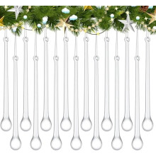 48pcs Glass Icicles Ornaments 4.72"x0.59", Clear Teardrop Chandelier Decor, Crystal Raindrops for Xmas Tree – Compatible with Christmas Trees