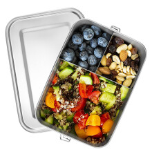 Joyfair Stainless Steel Lunch Box, 1400ml Large Bento Box with 1 Removable Compartment, Sandwich Salad Food Storage Containers for Adults and Kids,