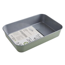 Cooksmart Signature Roasting Tin 39cm ? Carbon Steel | PFOA-Free Non-Stick Coating | Oven Compatible | Dishwasher Safe | Elegant Green Finish | Ideal