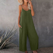Liquidação! Macacão feminino lulshou com alças, modelo novo de verão, cor sólida, com bolsos e estilo casual.
