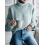 Pull col roulé femme, manches longues, coupe classique douce, taille XL 2