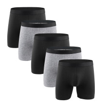 Slips boxers grande taille pour homme, lot de 5, sous-vêtements pour homme, grande taille, caleçon long sport, couleur unie