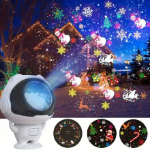 Veilleuse de Noël à projection LED rotative à 360 avec 16 motifs, lampe de projection décorative pour plafond, cadeau idéal pour Noël,