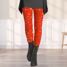 Leggings für Damen, Paillettenbesatz, trendige, lässige, figurformende Hose, Orange