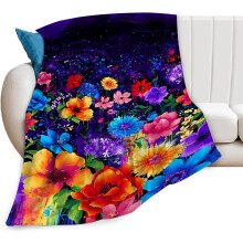 Purple Floral Farmhouse Throw Blanket, Ultra Soft Fleece, 80"x60", Cozy for Kids, Teens & Adults – Compatible with All Home Styles