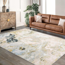 Machine Washable Non-Slip Rubberback Runner Modern Abstract Geometric Print Carpet Traditional Area Rug for Hallway Bedroom Living Room 8x10 Grey