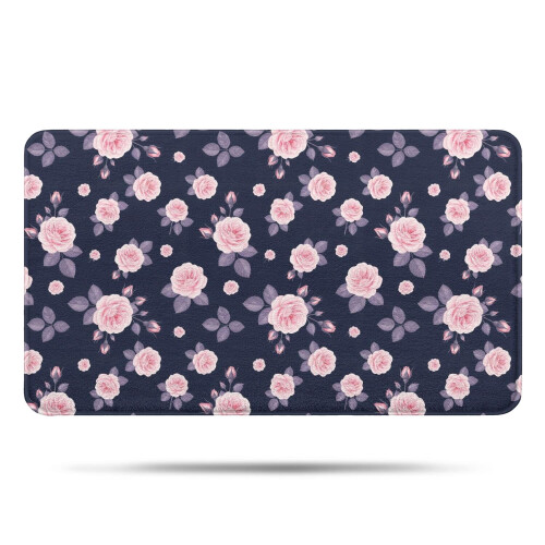 Tapete de banheiro floral antiderrapante em microfibra, 43 x 76 cm (17 x 30 polegadas)