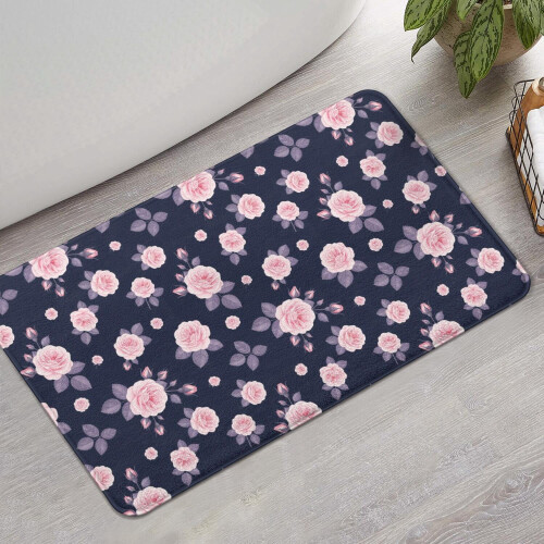 Tapete de banheiro floral antiderrapante em microfibra, 43 x 76 cm (17 x 30 polegadas) 1