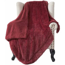 GentleSoft Burgundy Red Throw Blanket, Soft Fuzzy Sherpa Fleece, 50x60", Cozy Faux Fur Throw for Couch, Bed, Christmas – Compatible with Home Decor