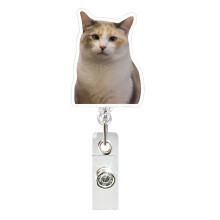 Cute Kitten Acrylic Badge Reel with Alligator Clip – Retractable Name Card Holder for Nurses, Teachers & Medical Workers (Compatible with Standard