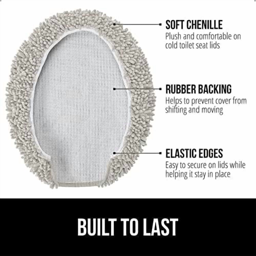 Chenille Toilet Lid Cover Light Gray 19.5X18.5 Inch 9377112888705