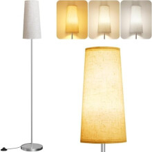Floor Lamp with LED Bulb, 3 Color Temperatures, Nickel Finish—Compatible with Modern, Boho & Farmhouse Decor