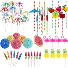 120PCS Cocktail Accessories for Drinks,Cocktail Party Decorations,Cocktail Fruit Label,Swizzle Sticks Paper Umbrella Sticks,Drinks Summer Party Drink