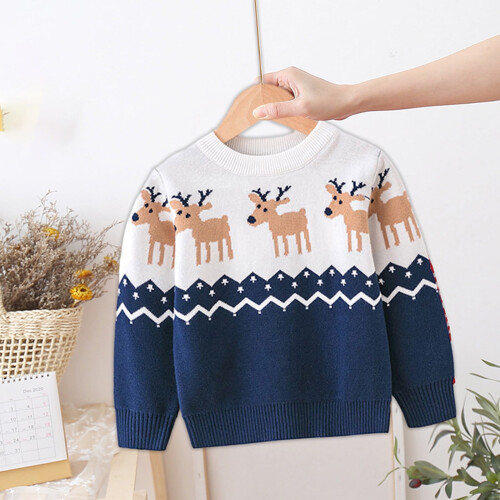 Weihnachtspullover für Jungen und Mädchen, warmer Winterpullover, Kinderpullover mit Rundhalsausschnitt, gemusterte Oberteile 1