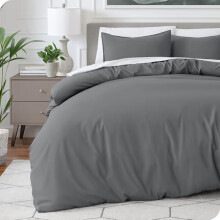 Queen Size Duvet Cover – 1800 Thread Count, Super Soft & Cooling, Breathable Bedding (Grey)