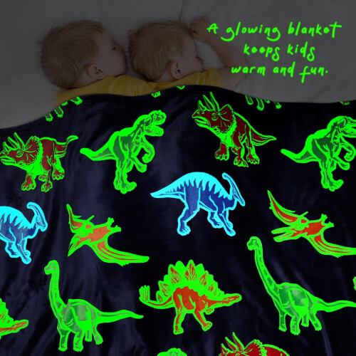 Couverture dinosaure phosphorescente pour enfants 127 cm x 152 cm 1