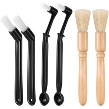 Patelai 6 Pieces Coffee Machine Cleaning Brush Set Machine Cleaning Brush Tool with Spoon, Coffee Grinder Cleaning Brushes, Wood Handle and Soft