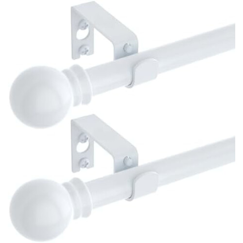 Hvitt gardinstangsett 81,5 cm kraftig metall