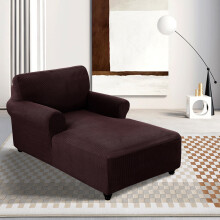 Lapalife Chaiselongue-Überzug für den Innenbereich, 1-teiliger Stretch-Möbelüberzug mit Armlehnen, Braun
