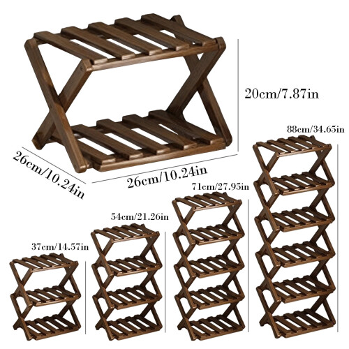 Étagère à chaussures pliable en bambou, sans assemblage, à 3 niveaux 2