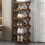 Foldable Wood Corner Shoe Rack Brown 2-Tier 8