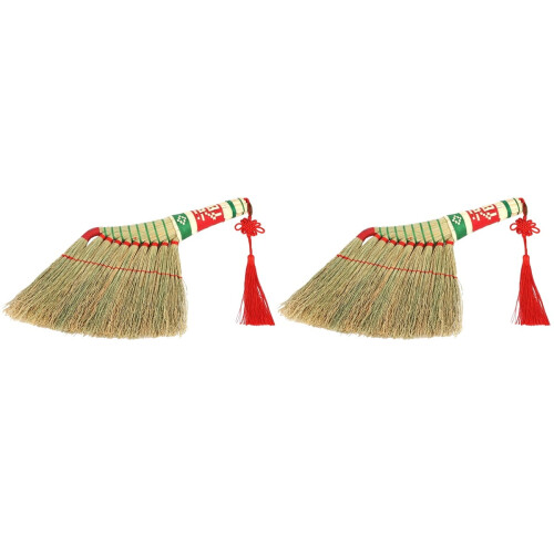 2 Count Decor Pink Stuff Cleaner Convenient Design Broom Straw Material Office 2