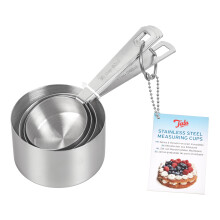 Tala Stainless Steel Measuring Cups, Set of 4, Measurements in Millilitres and Cups, Nest Neatly for Storage, Metallic Silver