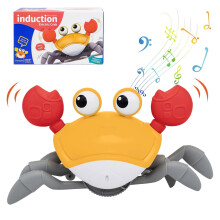 Caranguejo de brinquedo engatinhando para bebês brincarem de bruços com música, lindo brinquedo sensorial para bebês que gosta de andar de