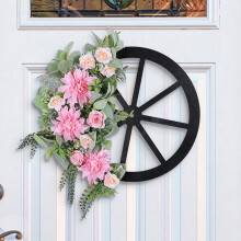 Corona de San Valentín iluminada de 42 cm para puerta principal – Decoración navideña para exteriores, apta para uso en interiores y exteriores.