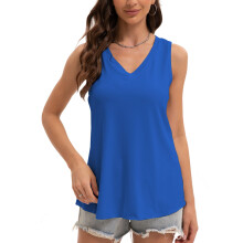 Camisetas sin mangas de verano con cuello en V para mujer, modernas, informales, de corte holgado y fluidas.