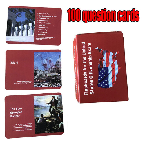 Citizenship Flash Cards 2025 – US Naturalization Test Study Guide, 100 USCIS Q&A (1 Set)