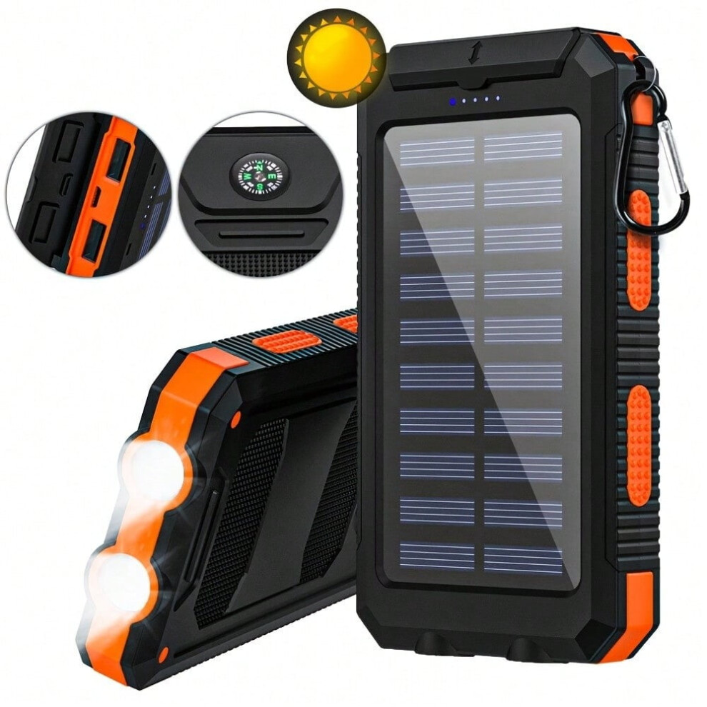 Dual Usb Solar Charger, Fast Charging & Built-In Flashlight For Outdoor Adventures 9193271619734