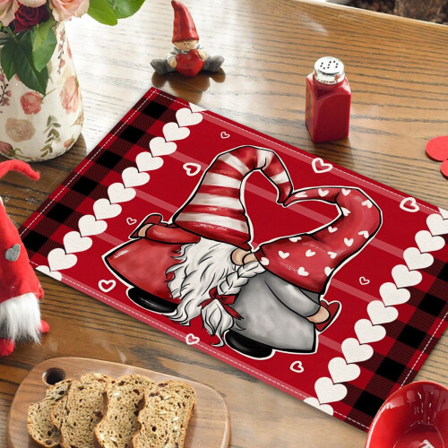 Valentine's Day polyester placemats washable reusable 4 pcs