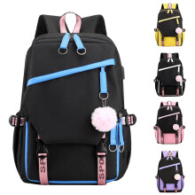 Laptop-Rucksack für Damen, niedlicher Plüschanhänger, ideal für Uni, Bibliothek, Schule und Freizeit, mit mehreren Reißverschlussfächern, Lila
