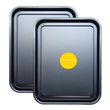 2-Pack Essential 38cm Baking Tray Set - Non-Stick Oven Trays Teflon? Coated for Baking & Roasting Durable, Dishwasher Safe & Stackable Bakeware for