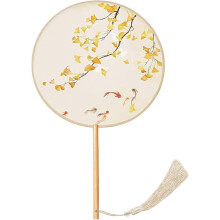 Chinese Silk Embroidery Round Fan with Floral Painting, Translucent Bridal Fan, Asian Decor, Photo Prop, Costume & Dance Accessory