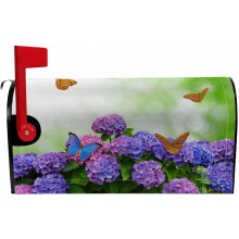 Magnetic Mailbox Covers Polyester Oxford Cloth Anti-UV and Reusable Letterbox Cover 2118 Inch,Hydrangea with Butterflies Summer