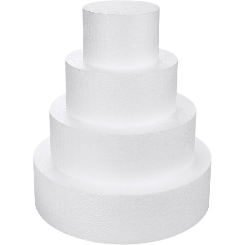 4-Tier Foam Cake Dummy Set 4 6 8 10 Inch