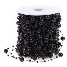 Artificial Pearls String Beads Chain 30m Long Black Resin 1 Roll
