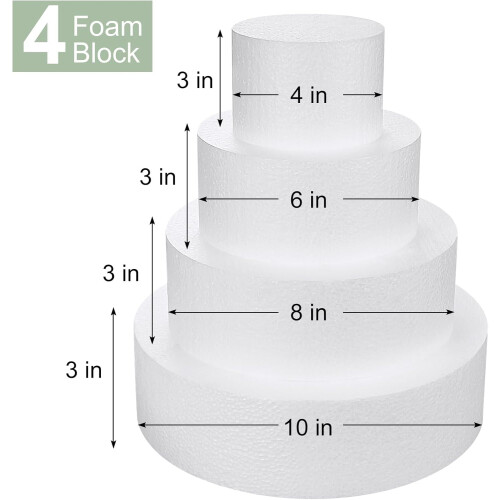 4-Tier Foam Cake Dummy Set 4 6 8 10 Inch 1