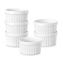 MALACASA Ramekins Set of 6, 4 oz Porcelain Creme Brulee Ramekins, Small Oven Dish, White, Oven Safe