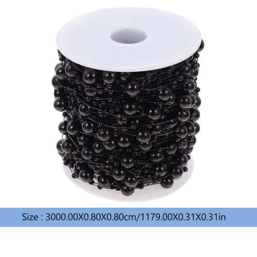 Artificial Pearls String Beads Chain 30m Long Black Resin 1 Roll 1