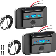 2x 90W 12V USB zásuvka na stenu, dvojitá 36W PD a QC3.0 18W autonabíjačka s dvojitým 65W USB C káblom pre auto, autobus, obytný automobil,
