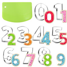 Ukoosien Large Number Cookie Cutters Set with Dough Scraper 8.3 cm Cookie Cutter Fondant Biscuit Fondant Decorating