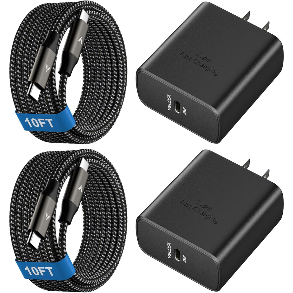 45W Usb-C Fast Charger With 10Ft Cable, Compatible With Galaxy S25 Ultra/S24 Ultra/S23 Ultra/S22+/S20 & Tab S9/S8 Ultra 9418476410239