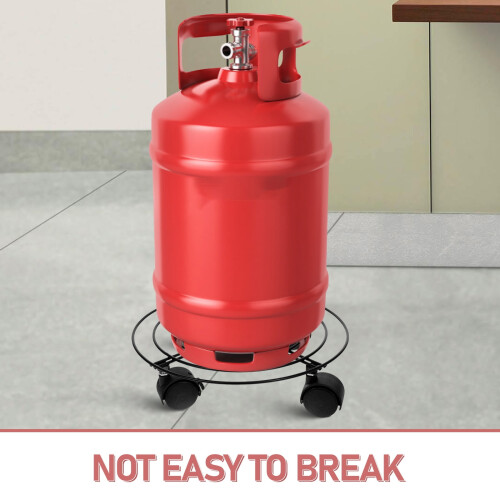 Gas Bottle Holder Stand Replacement Propane with Wheels Black 2