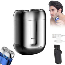 Mini DualHead Electric Shaver USB Rechargeable Waterproof Razor for Men Travel Size Silver